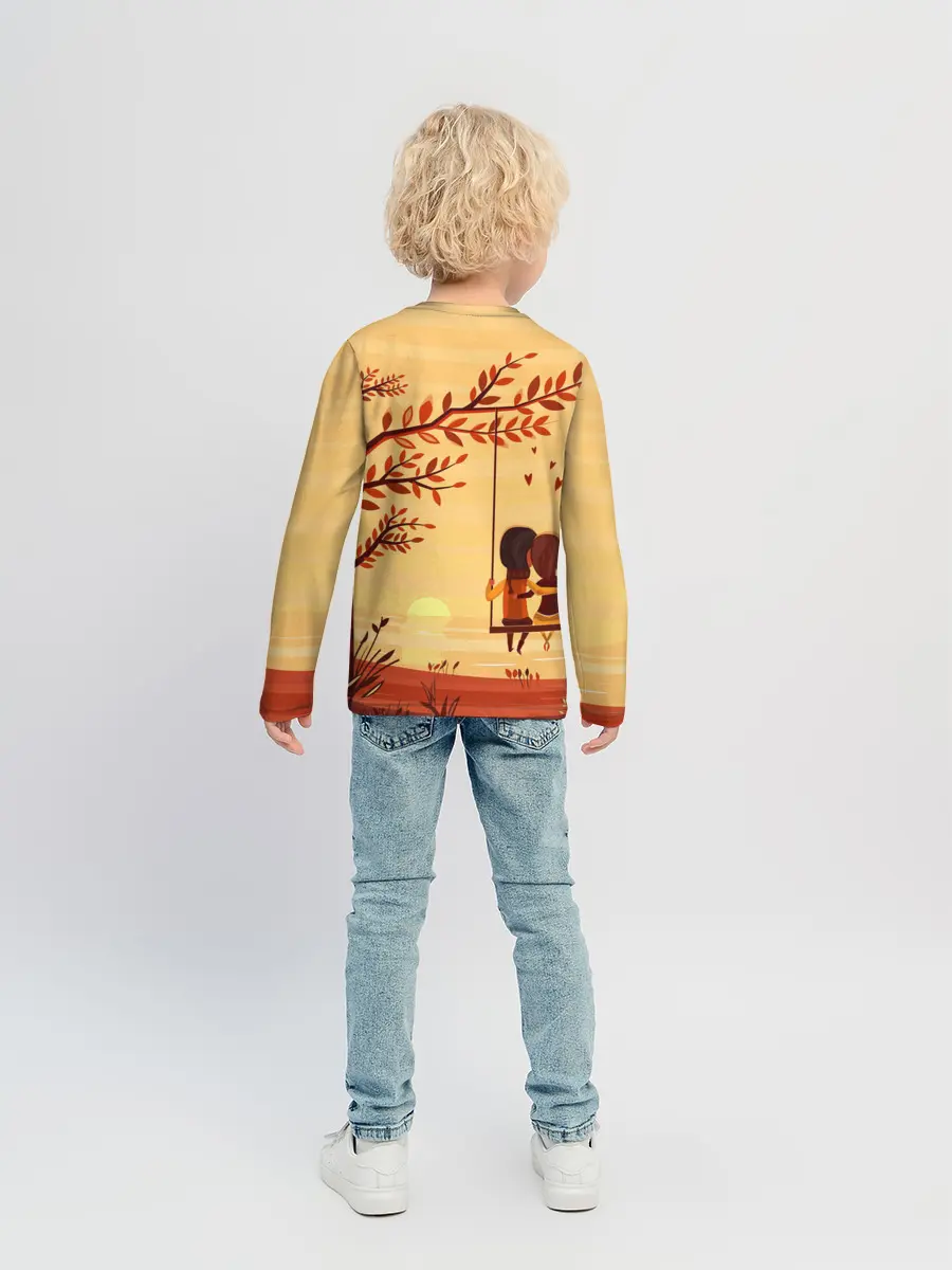 Детский лонгслив / Романтика. Пара на качелях