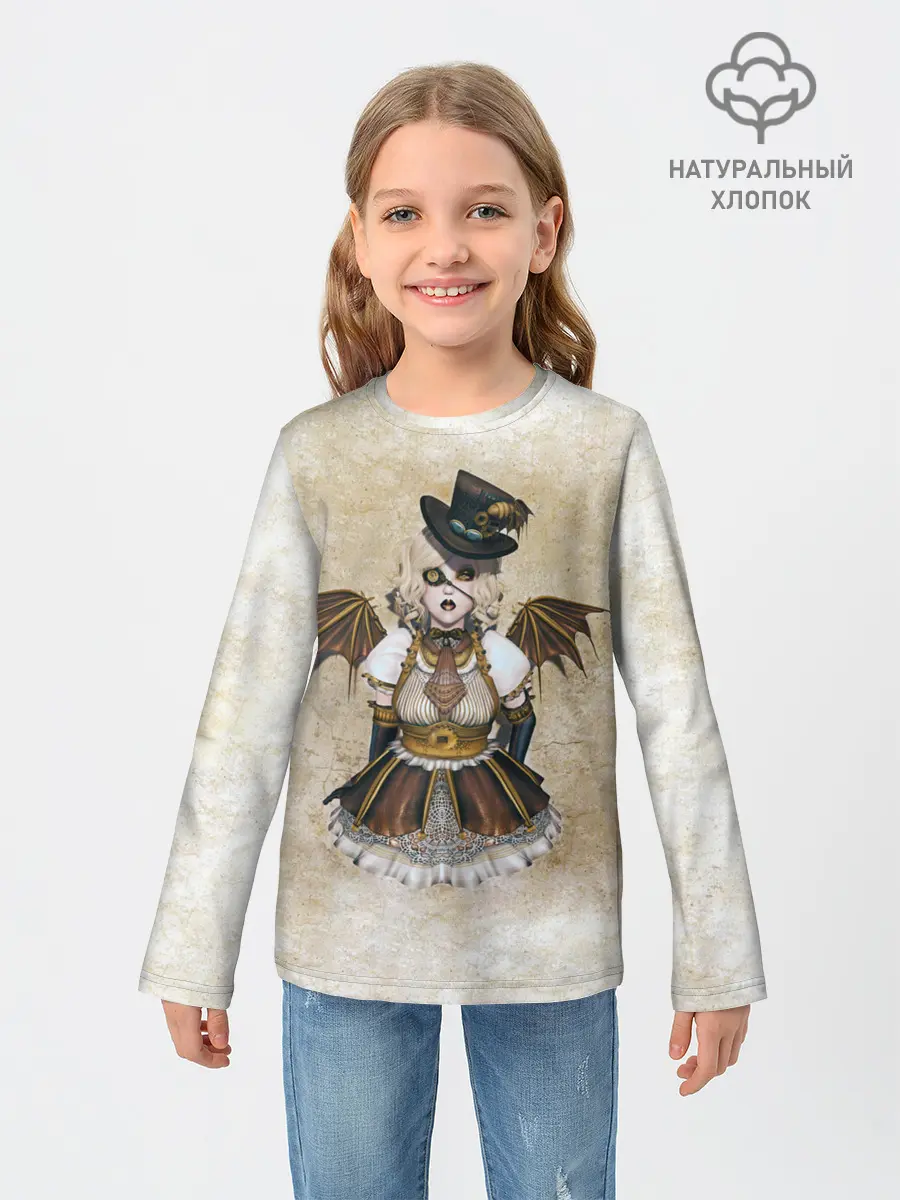 Детский лонгслив / Стимпанк Девушка