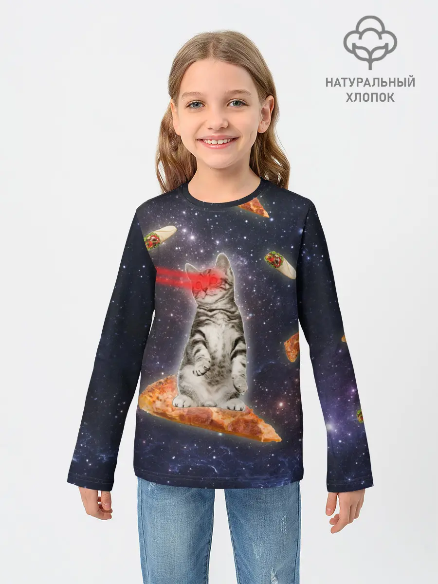 Детский лонгслив / Котик в космосе