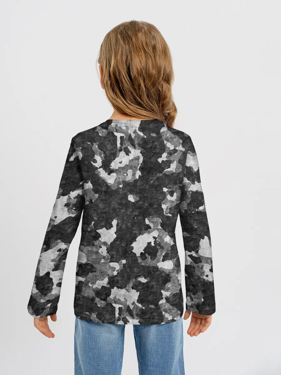 Детский лонгслив / Gray Camouflage