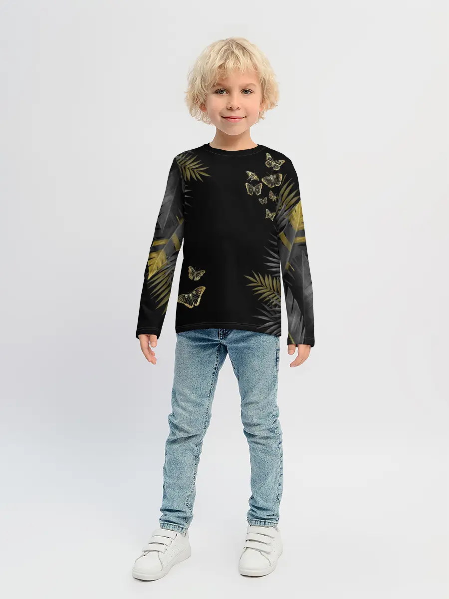 Детский лонгслив / ЗОЛОТЫЕ БАБОЧКИ И ПАПОРОТНИК