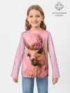 Детский лонгслив / лама с цветами