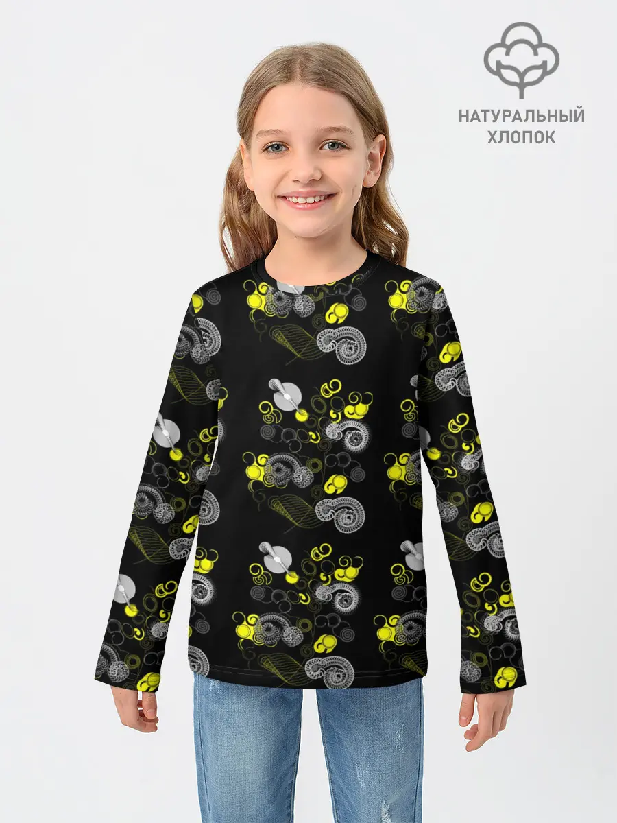 Детский лонгслив / неоновая абстракция