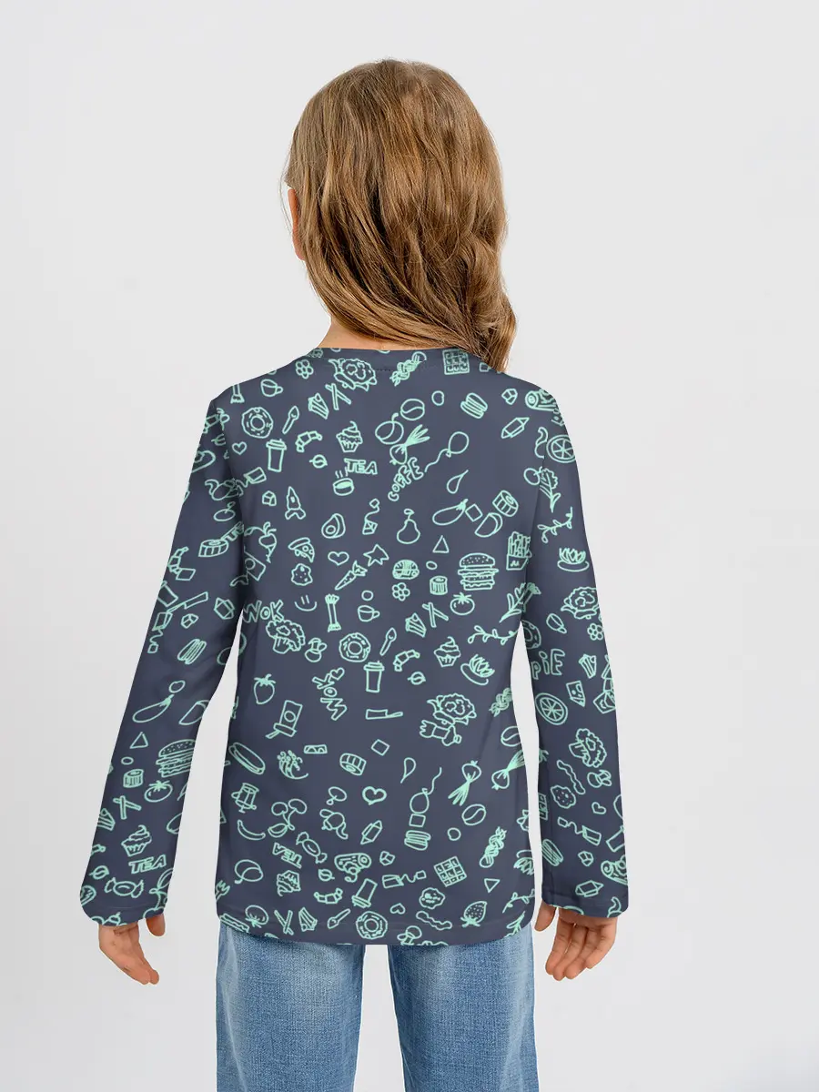 Детский лонгслив / Еда Синий