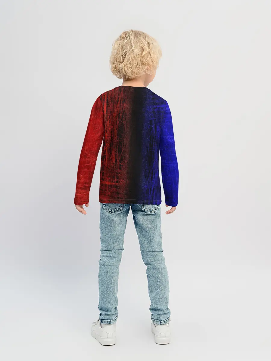 Детский лонгслив / Сине-Красная Текстура