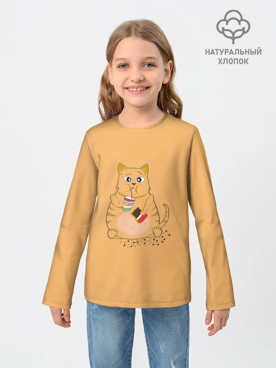Детский лонгслив / РЫЖИЙ КОТ ТОЛСТЯК