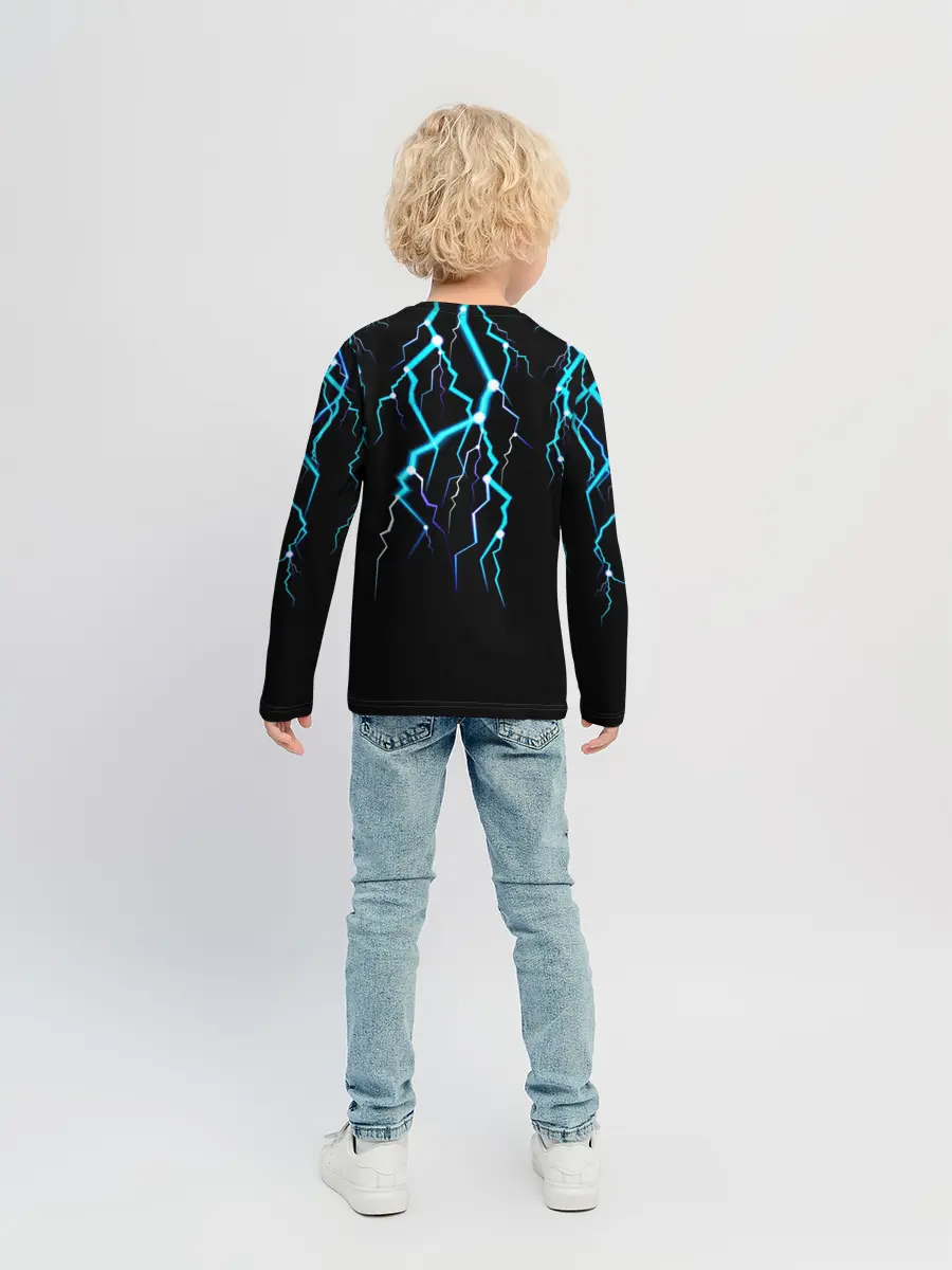 Детский лонгслив / МОЛНИИ ДЕВУШКА ЦВЕТЫ