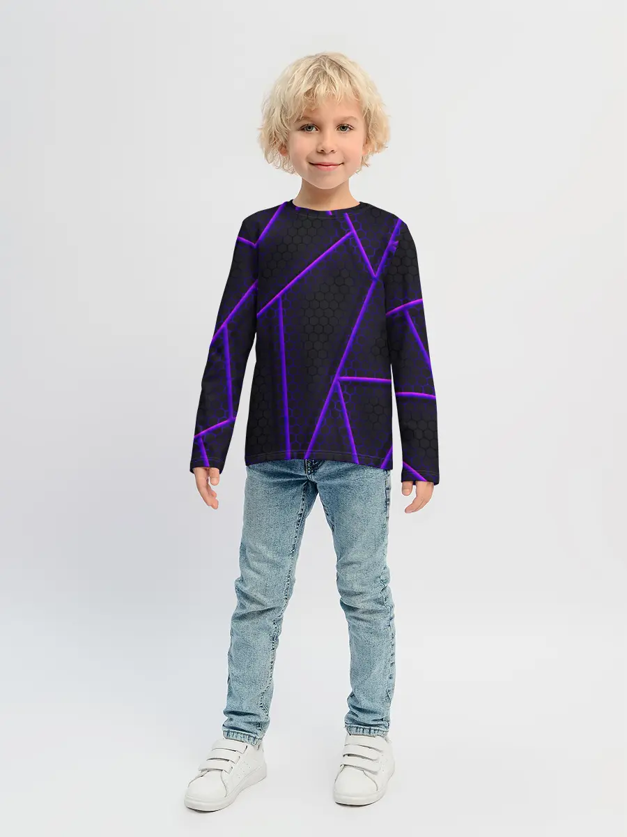 Детский лонгслив / СОТЫ НЕОНОВЫЕ - ГЕОМЕТРИЯ