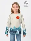 Детский лонгслив / Японский Стиль Волны и Солнце