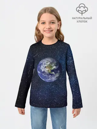 Детский лонгслив / Земля в космосе