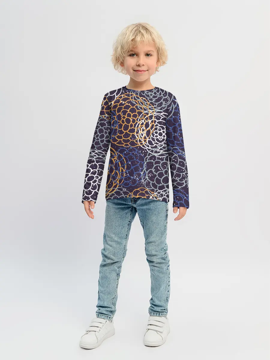 Детский лонгслив / текстура японские узоры