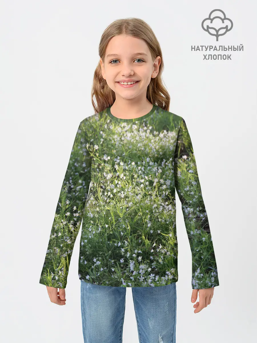 Детский лонгслив / луг белых колокольциков
