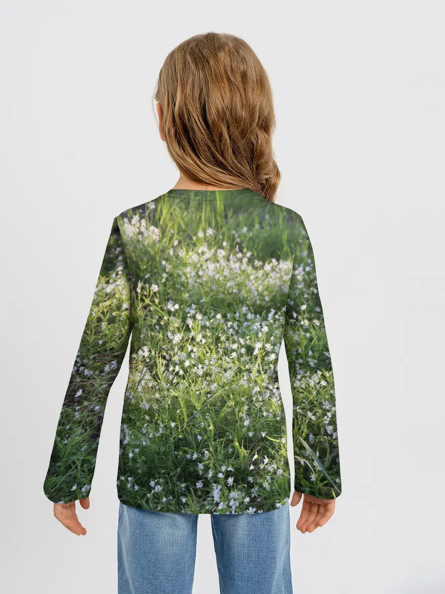 Детский лонгслив / луг белых колокольциков