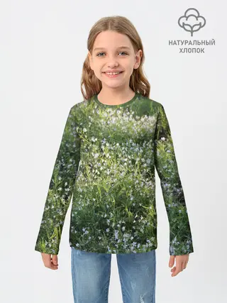 Детский лонгслив / луг белых колокольциков