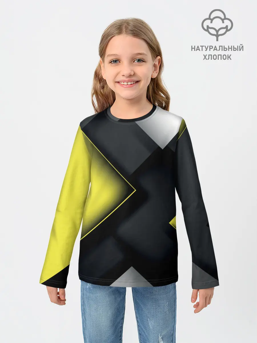 Детский лонгслив / Желто черный ромб