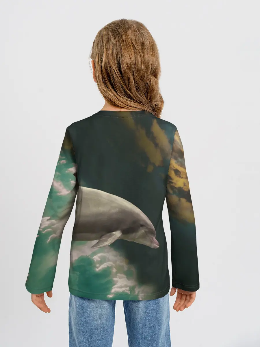 Детский лонгслив / Дельфин в облаках