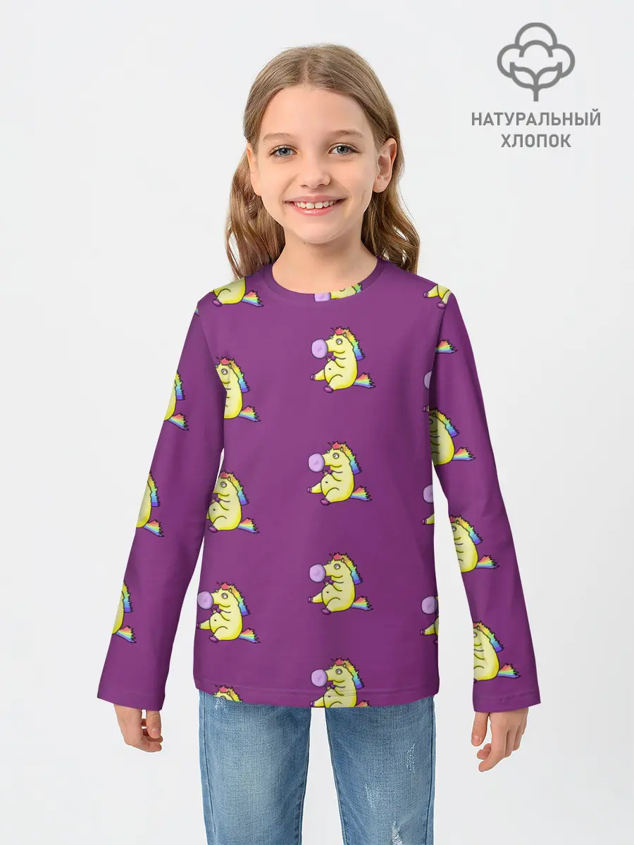 Детский лонгслив / Фиолетовые пони