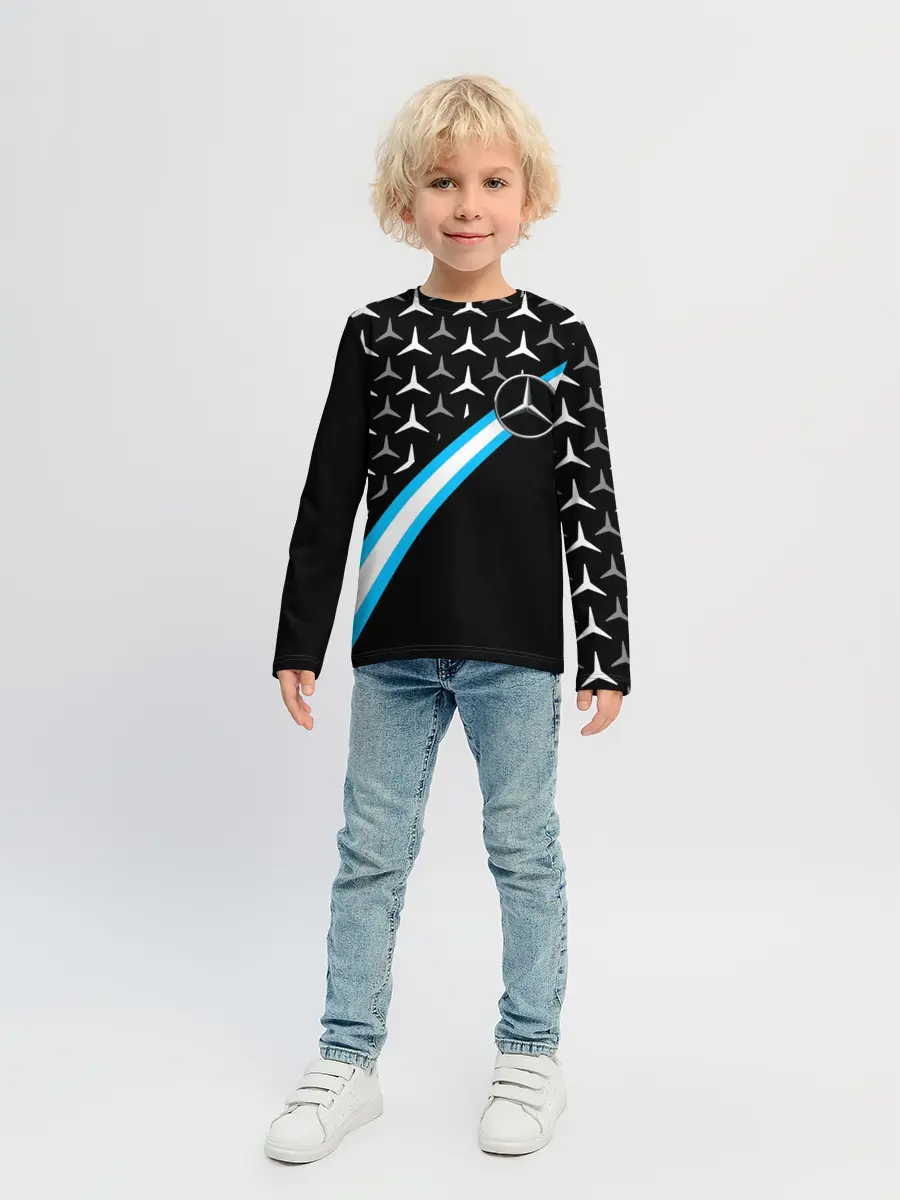 Детский лонгслив / MERCEDES / УЗОР / ЛИНИЯ АКВА