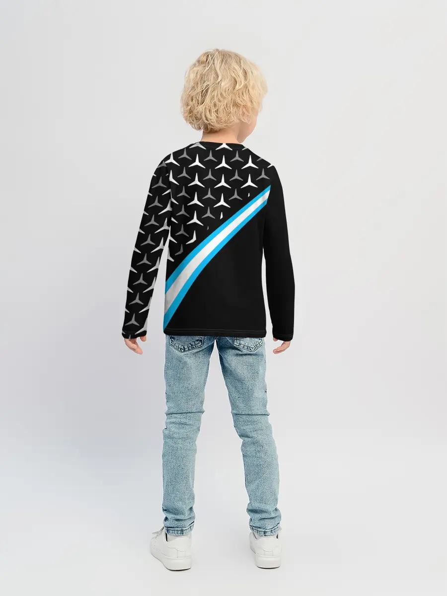 Детский лонгслив / MERCEDES / УЗОР / ЛИНИЯ АКВА