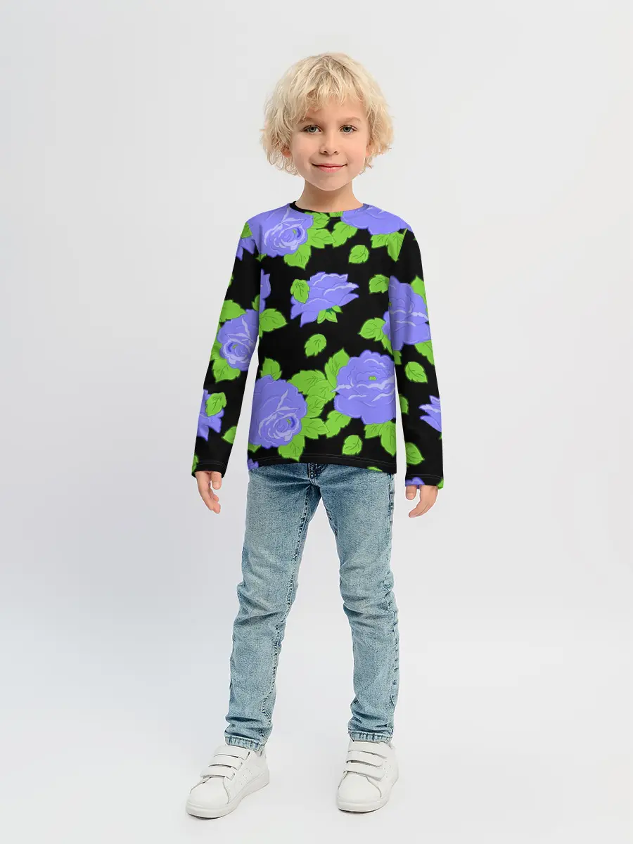 Детский лонгслив / Синие розы