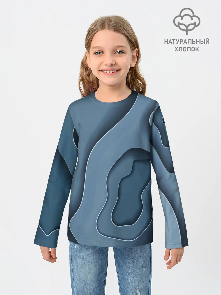Детский лонгслив / Абстракция бумажные волны
