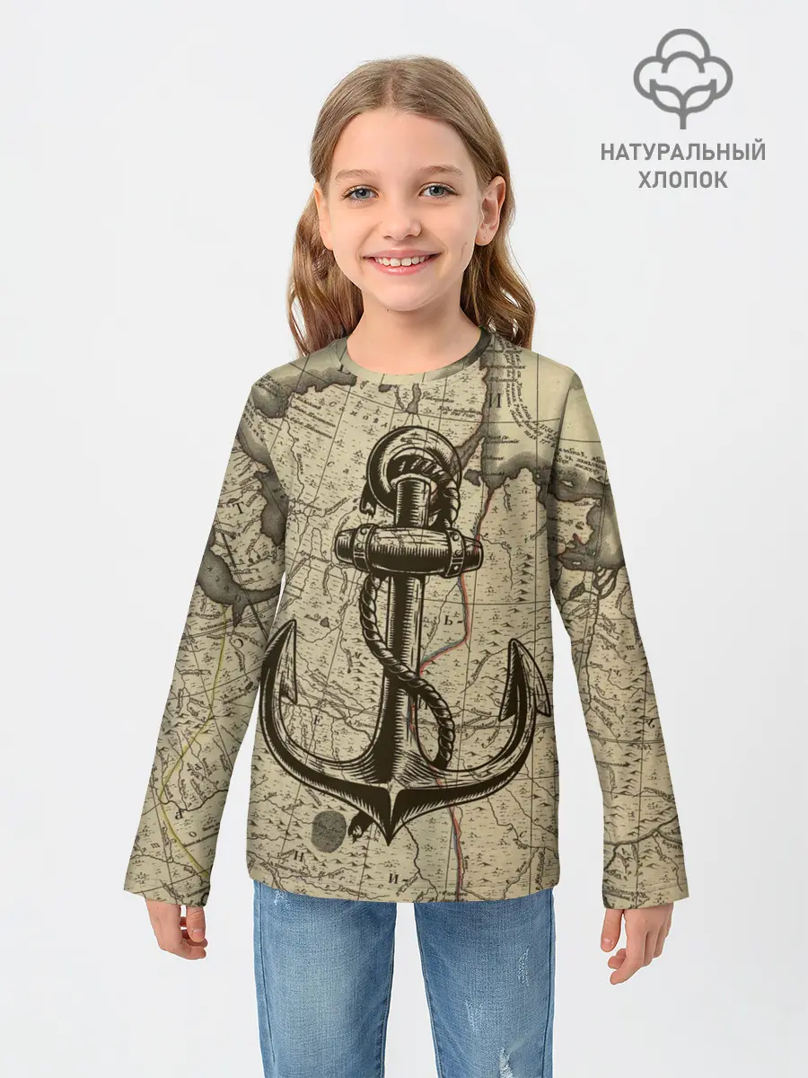 Детский лонгслив / Морская Карта