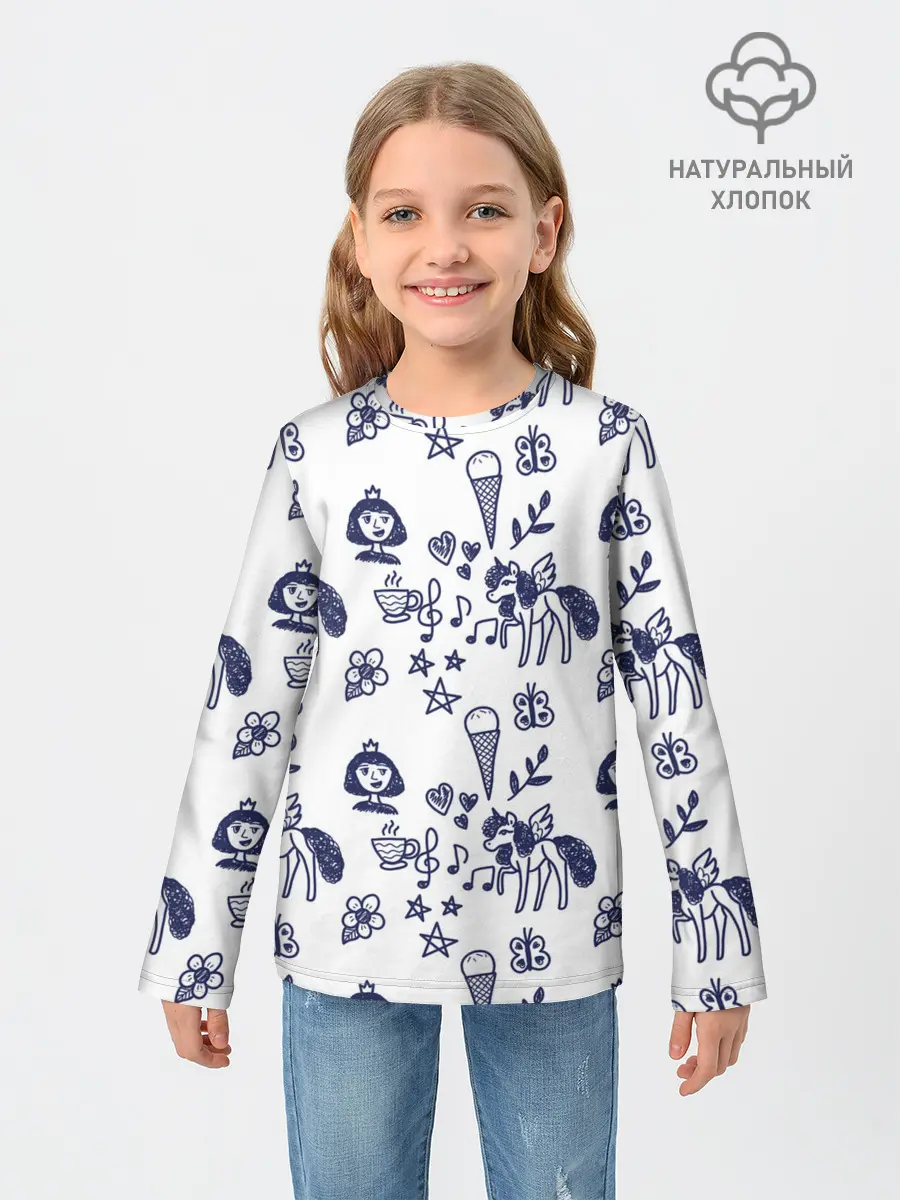 Детский лонгслив / Девчачий дудл