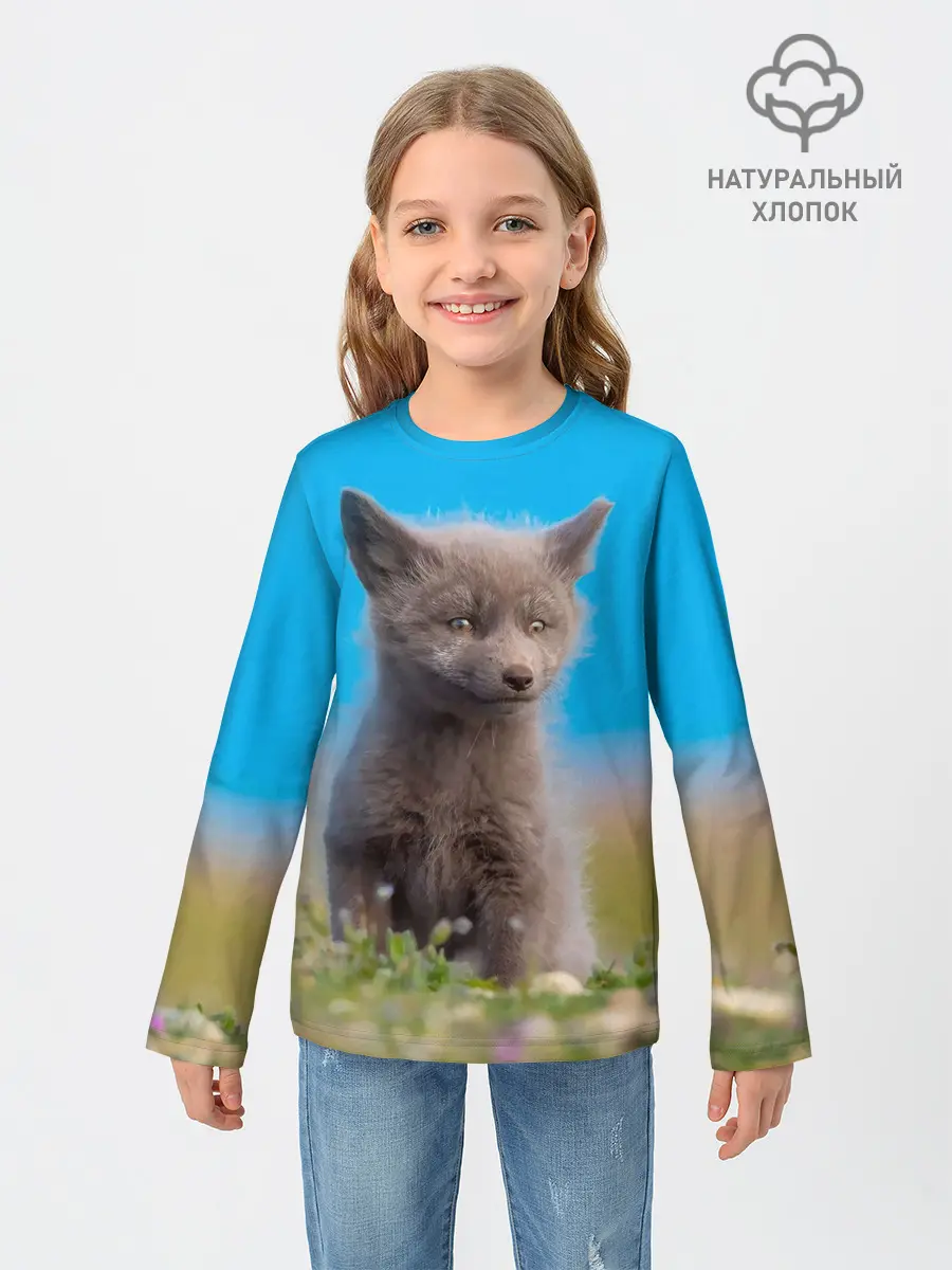 Детский лонгслив / Смешной лисенок