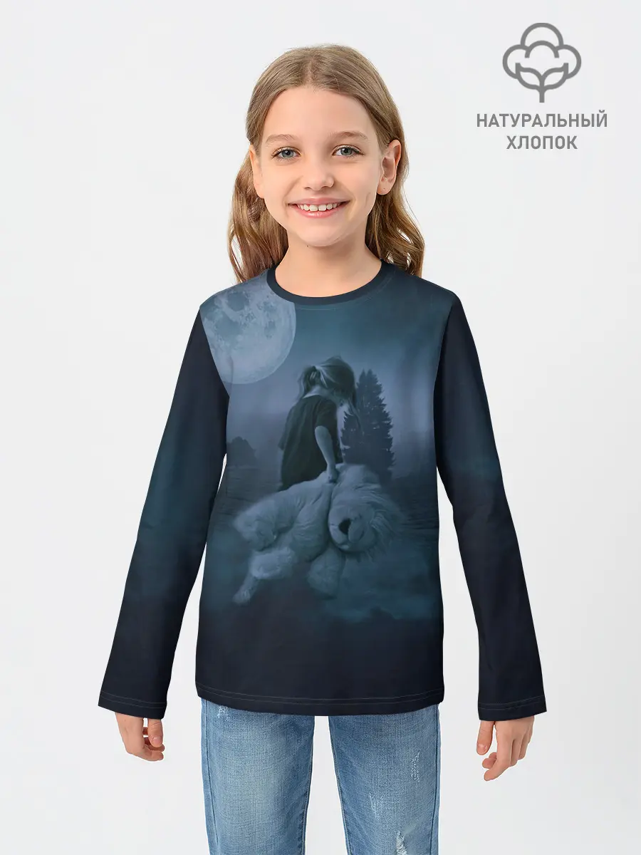 Детский лонгслив / Девочка и полнолуние