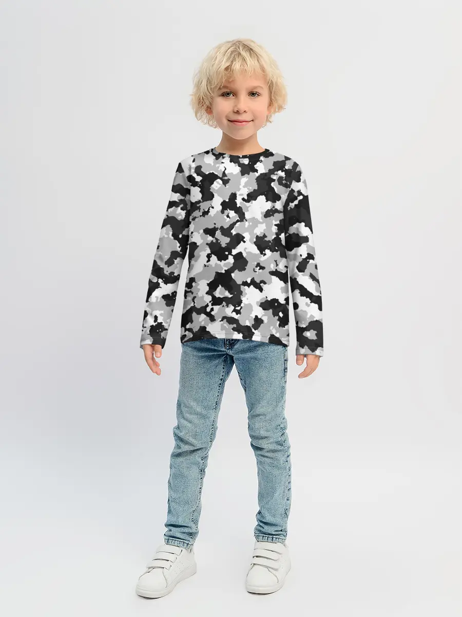 Детский лонгслив / Холодный камуфляж