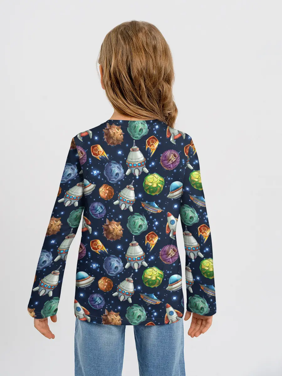 Детский лонгслив / Мультяшные планеты