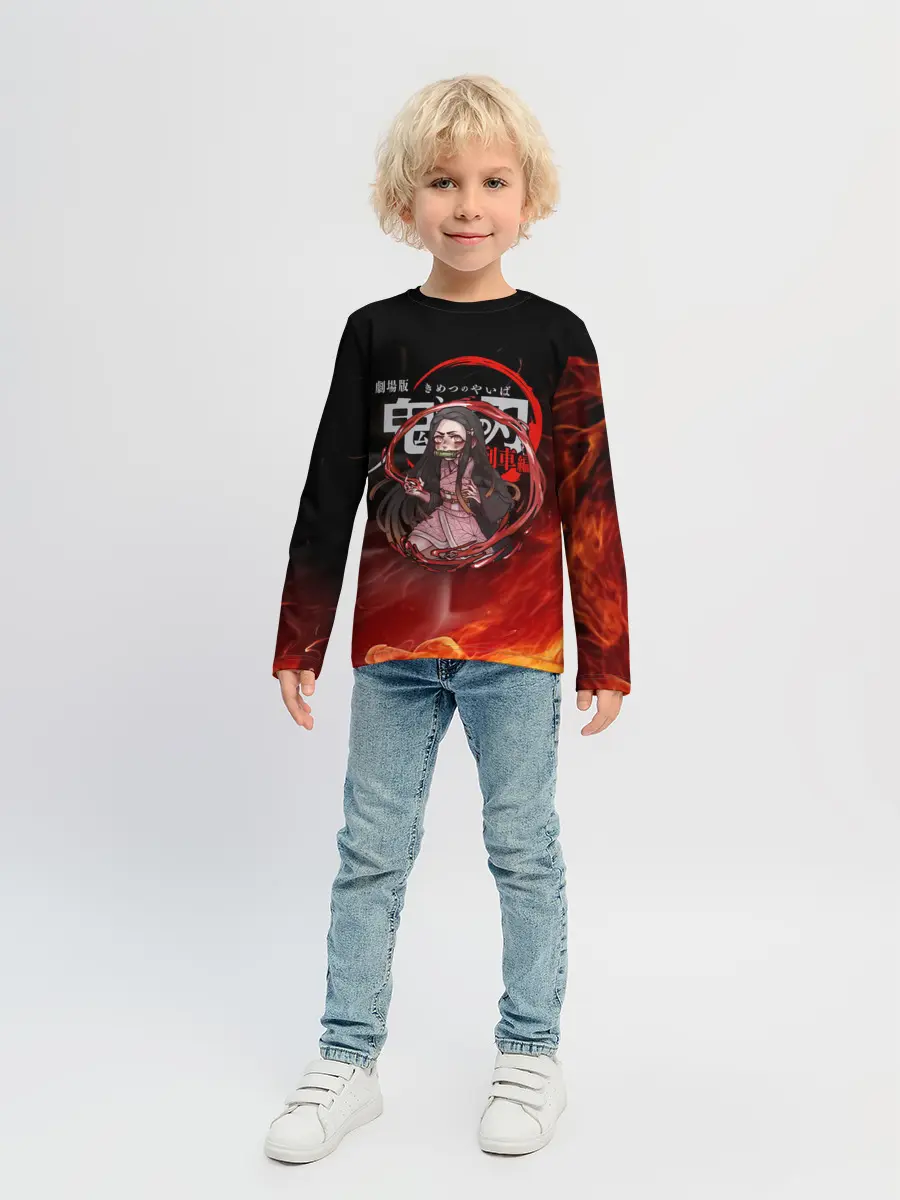 Детский лонгслив / Незуко Камадо в огне