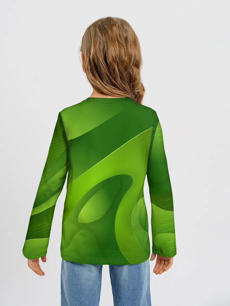 Детский лонгслив / 3d Green abstract