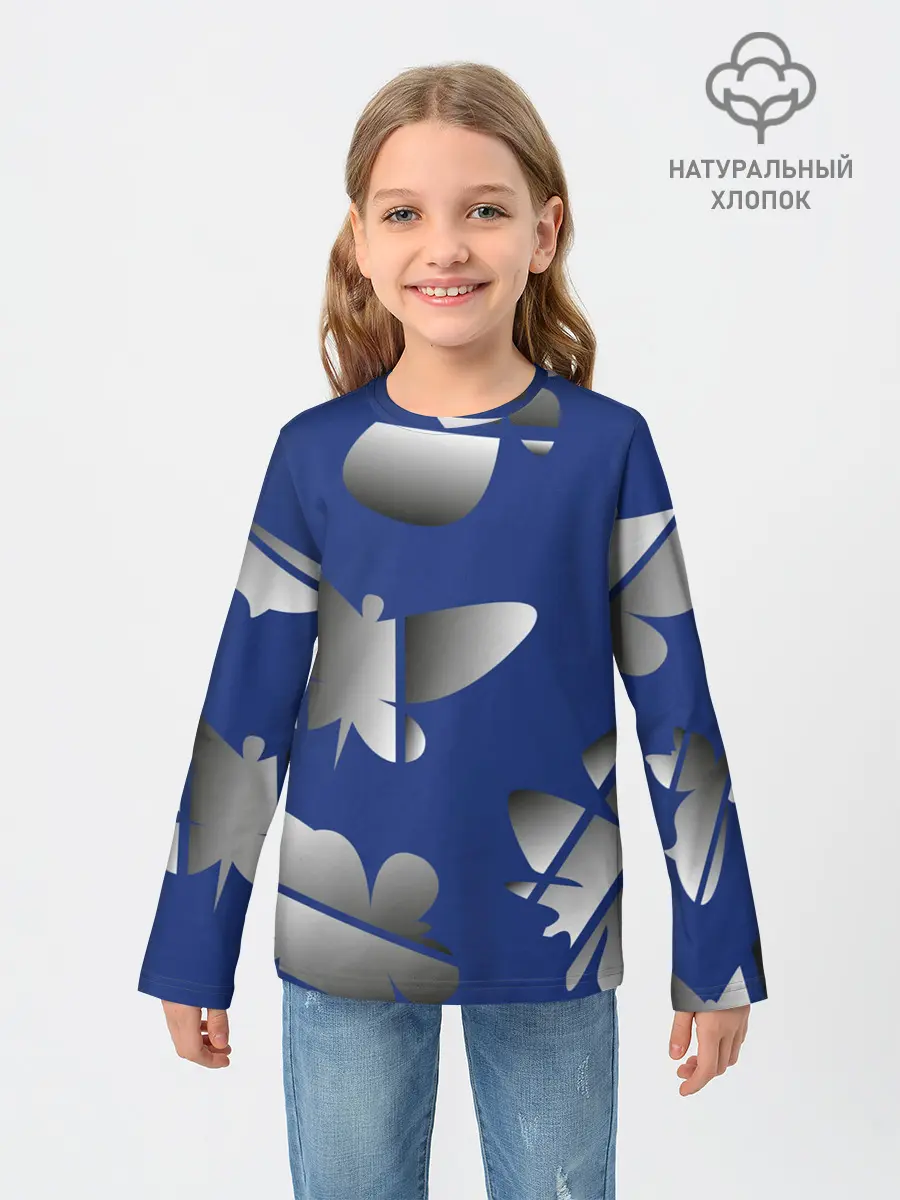 Детский лонгслив / градиентные бабочки