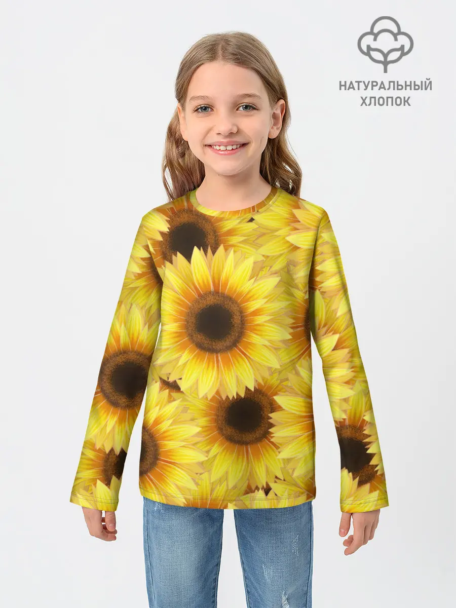 Детский лонгслив / Подсолнухи в поле