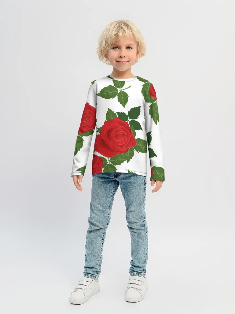 Детский лонгслив / Большие розы