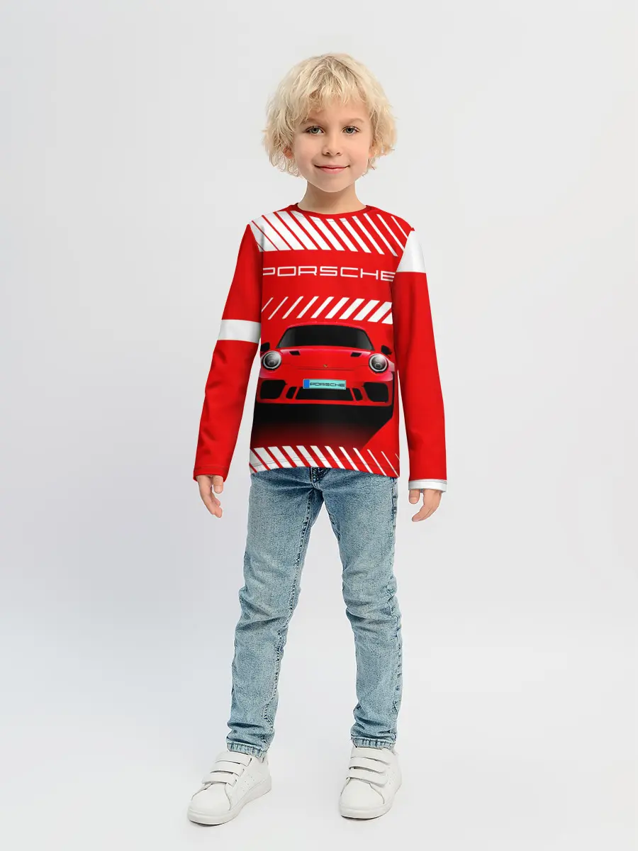 Детский лонгслив / PORSCHE / ПОРШЕ / RED STYLE