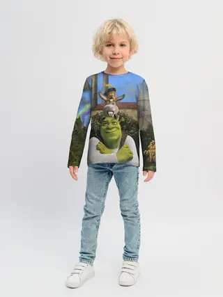 Детский лонгслив / Шрек, Кот и Осёл