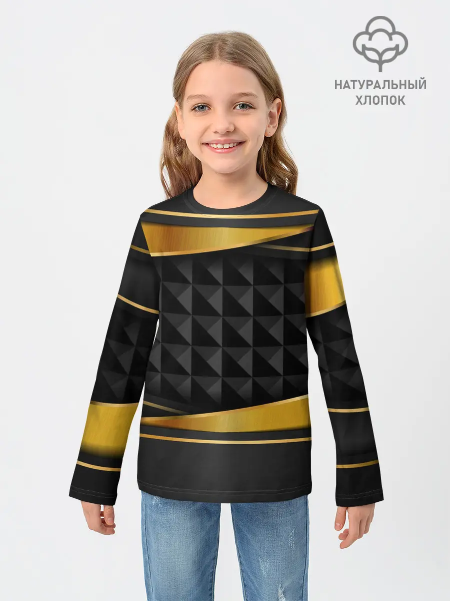 Детский лонгслив / 3D luxury black gold Плиты 3Д