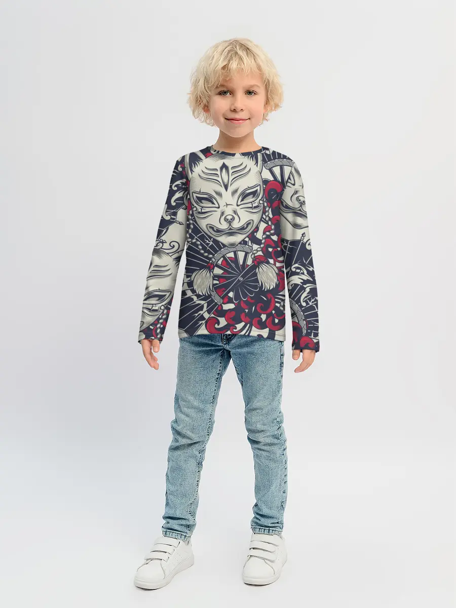 Детский лонгслив / Кицунэ | Маска лисы