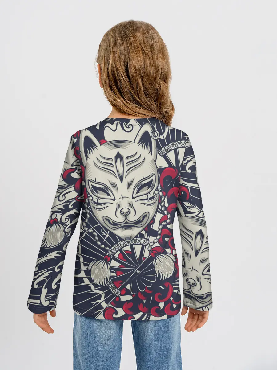 Детский лонгслив / Кицунэ | Маска лисы