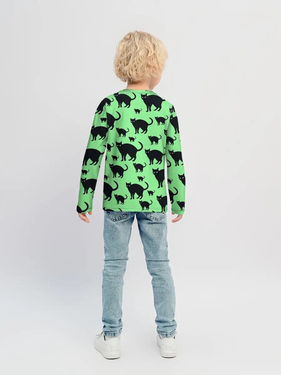 Детский лонгслив / Кошачий фон