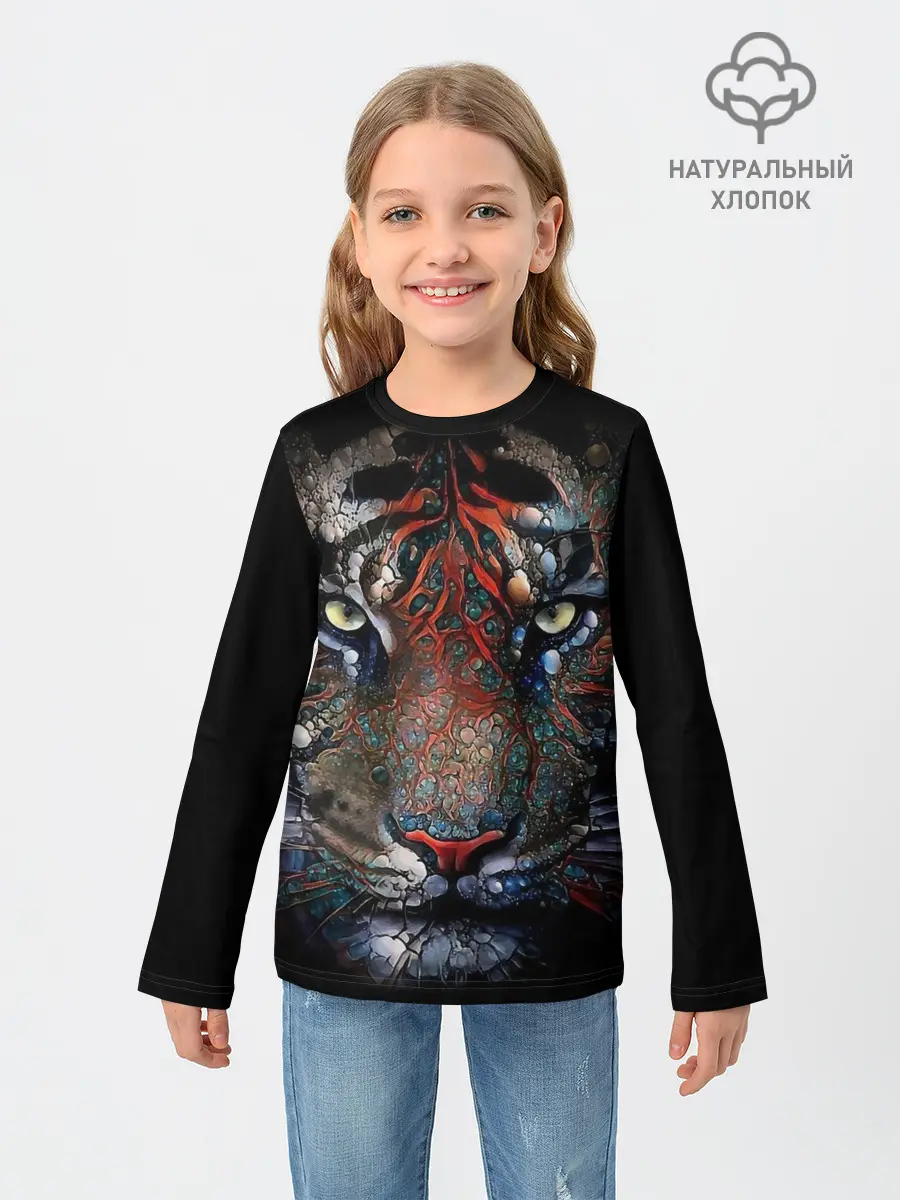 Детский лонгслив / Цветной тигр