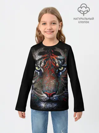 Детский лонгслив / Цветной тигр