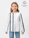 Детский лонгслив / Белые и синие полосы | Stripes