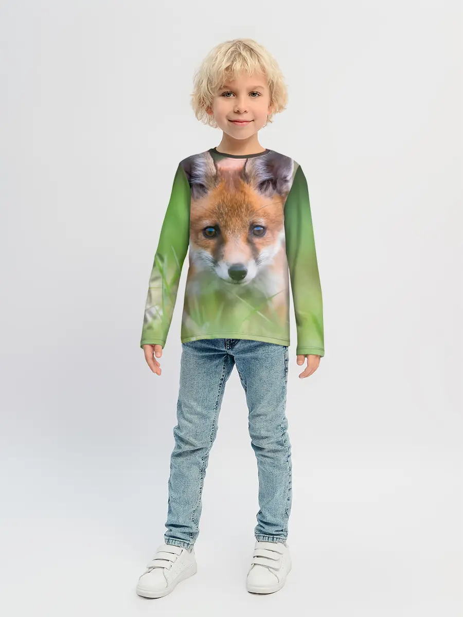 Детский лонгслив / Лисенок в засаде
