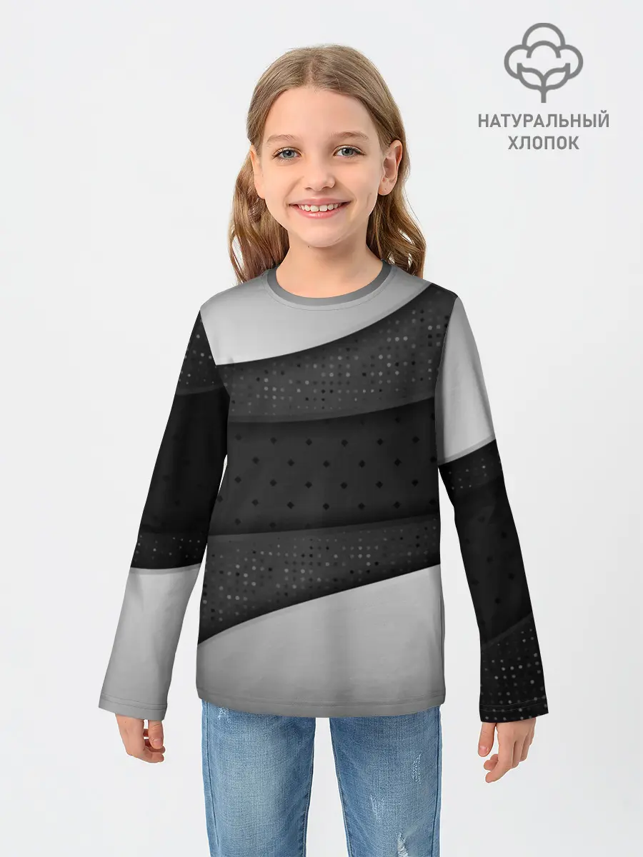 Детский лонгслив / 3D luxury style silver black