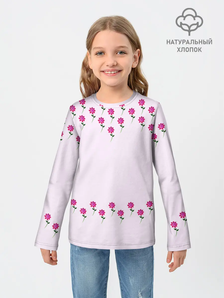 Детский лонгслив / розовые цветы | pink flowers