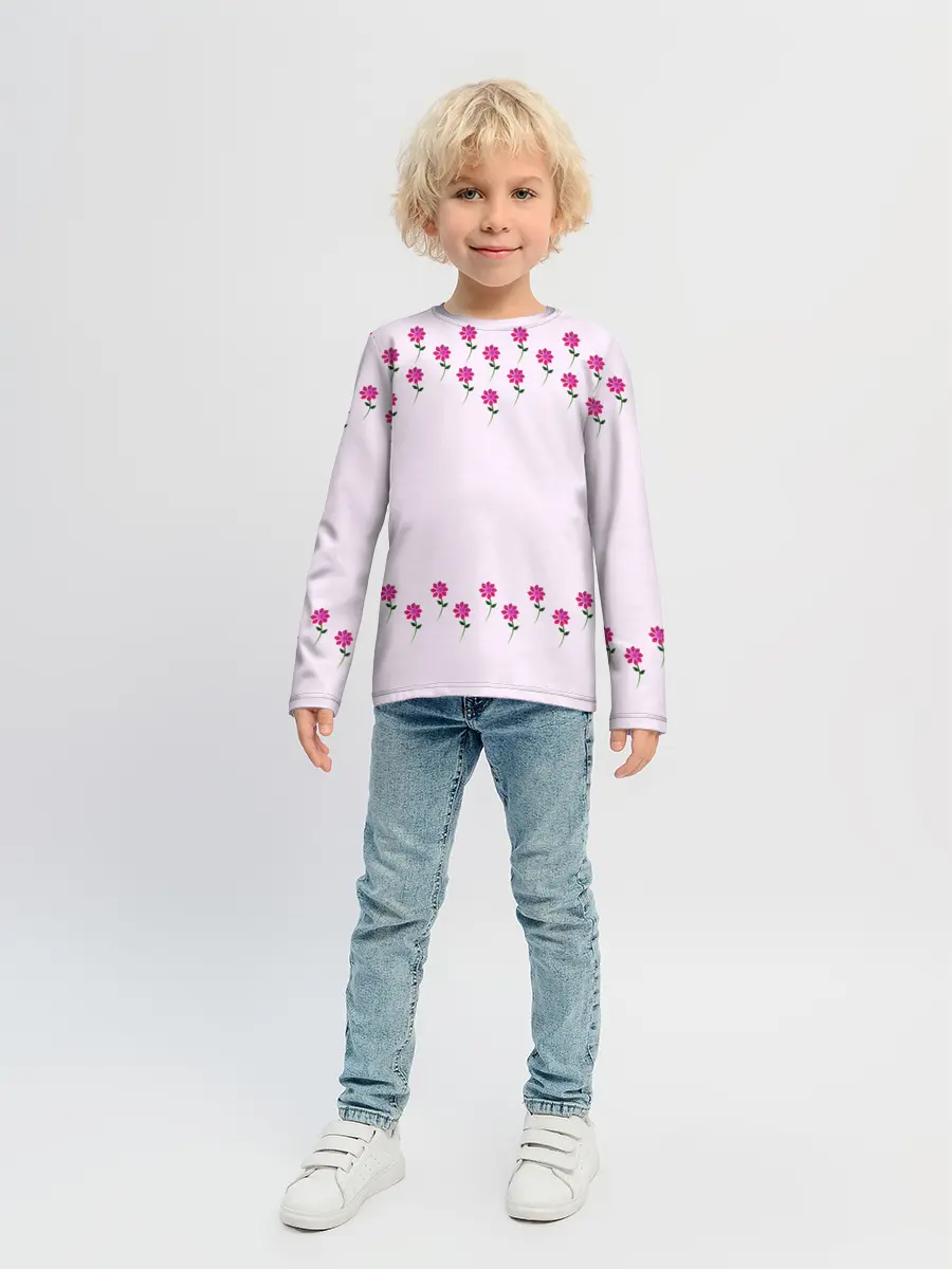 Детский лонгслив / розовые цветы | pink flowers