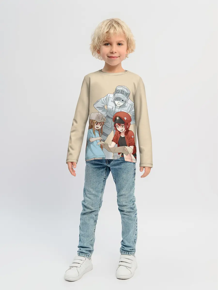 Детский лонгслив / Клетки за работой